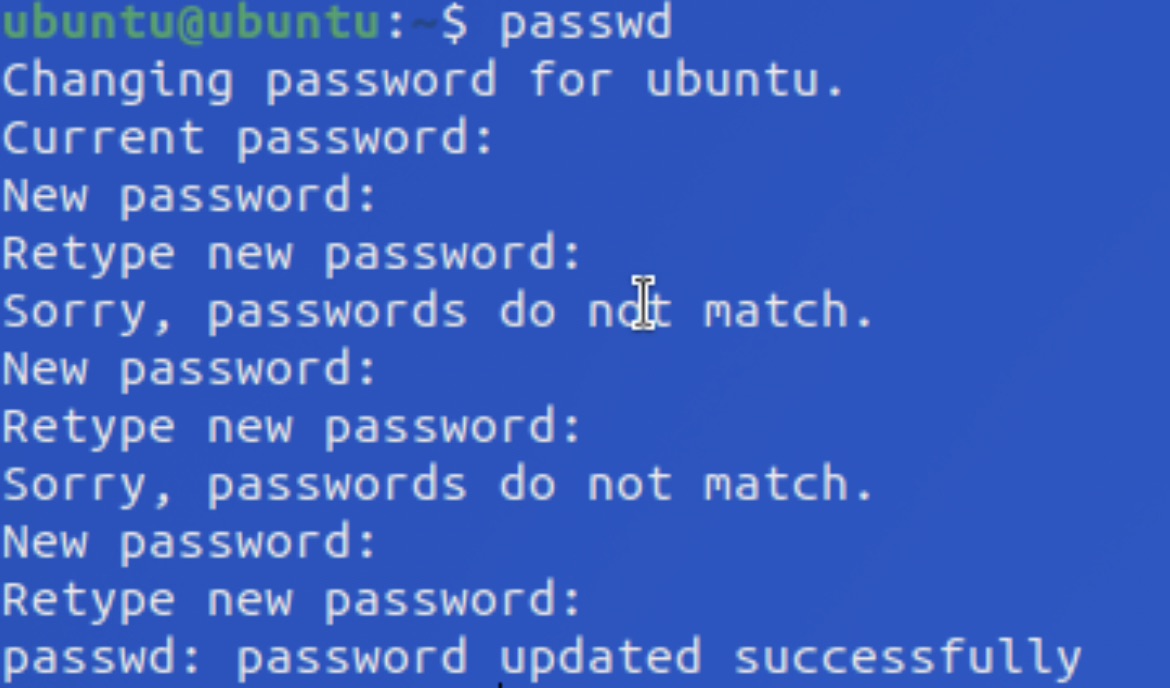 Changing password with passwd