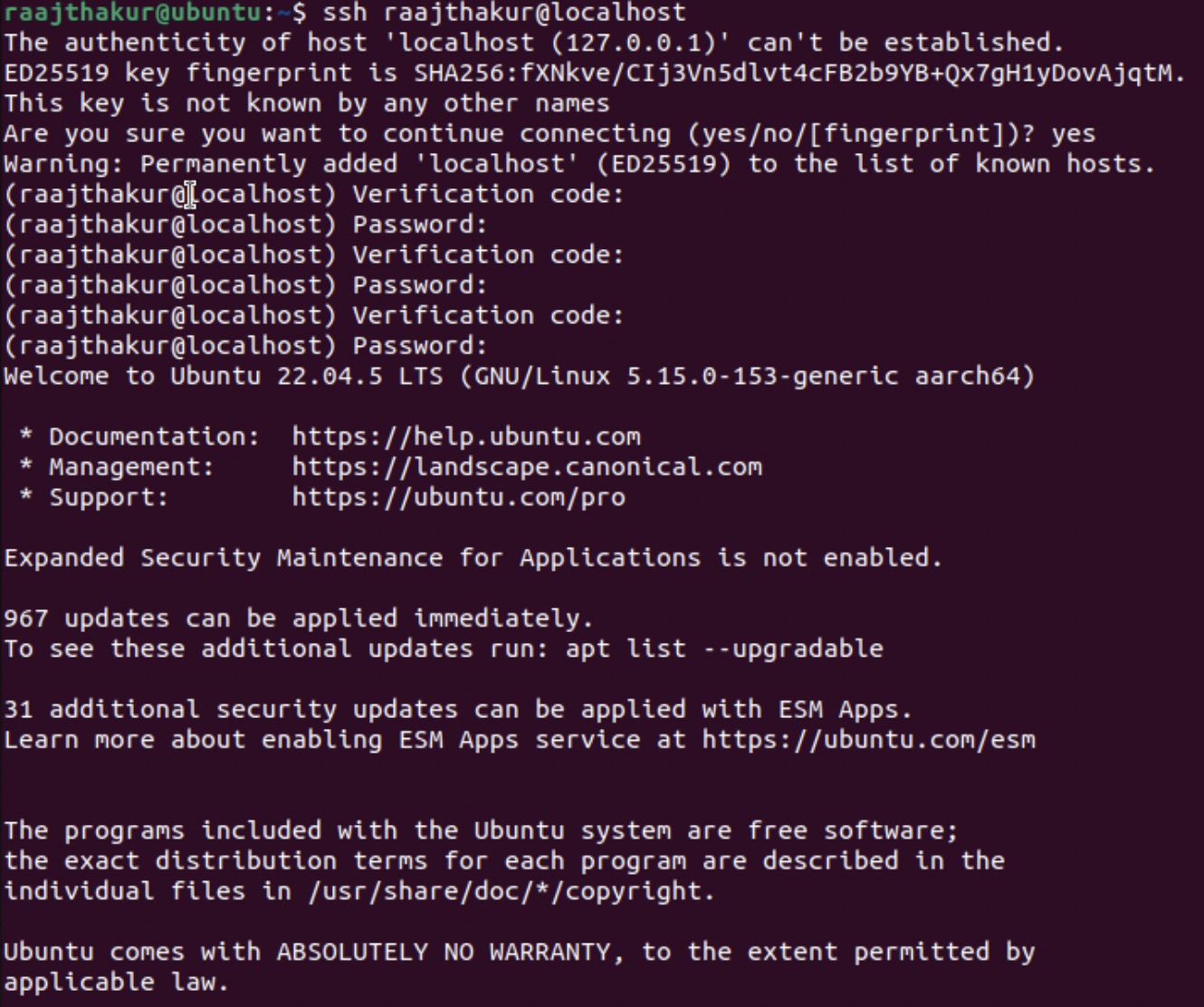 SSH with prompt for code