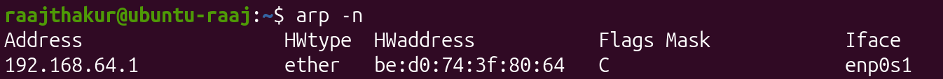 ARP -n