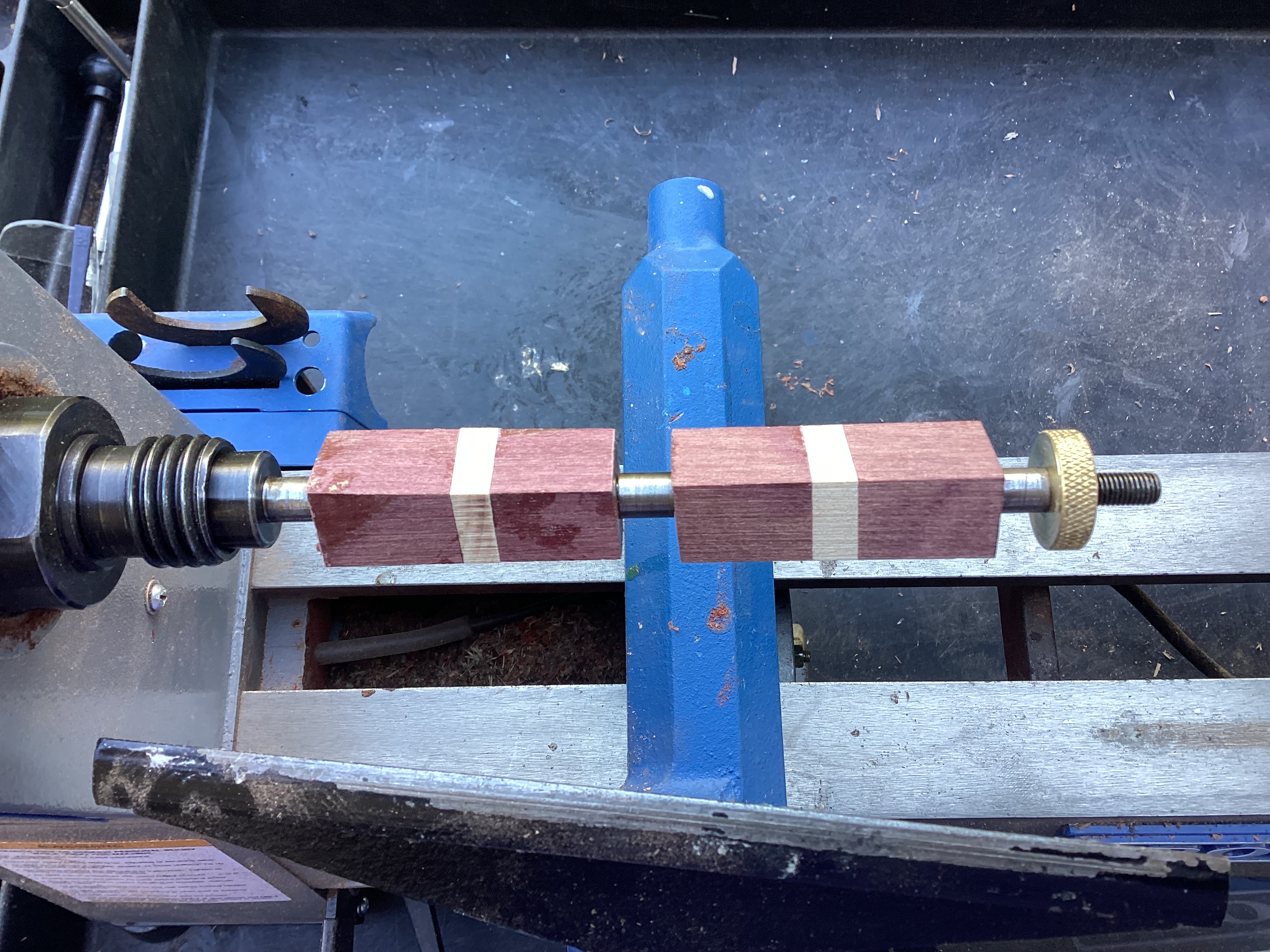 Blocks on lathe